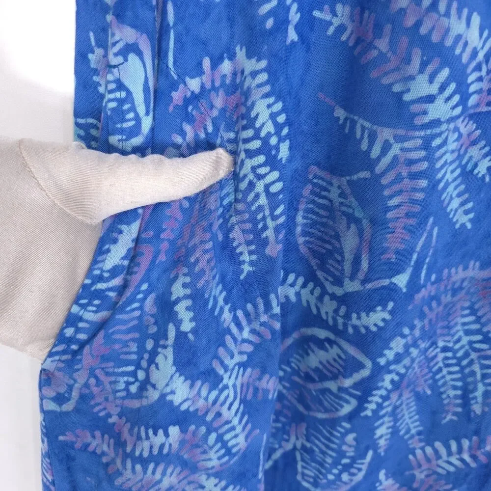 SOFT SURROUNDINGS Blue Floral Cold Shoulder Maxi Dress‎ Size M #2CL19